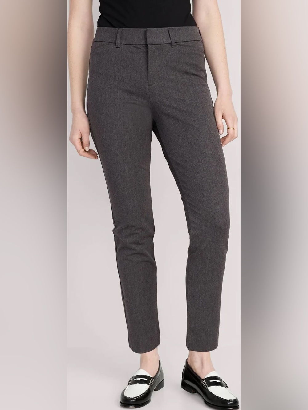 Old Navy Charcoal Gray High-Waisted Pixie Never Fade Dress Pants, Size 14